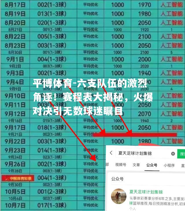 平博体育-六支队伍的激烈角逐！赛程表大揭秘，火爆对决引无数球迷瞩目